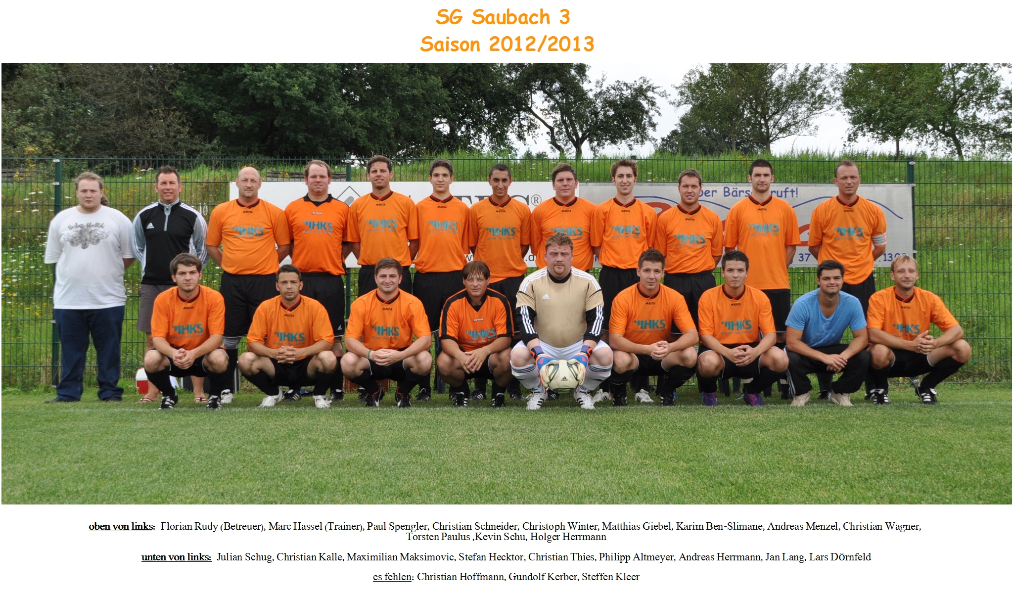 Mannschaftsfoto/Teamfoto von SG Saubach 3: SG Saubach